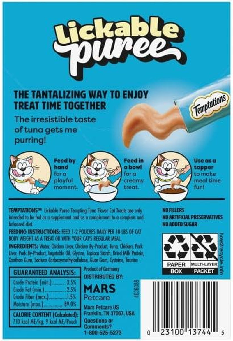 Creamy Puree with Tuna Lickable, Squeezable Cat Treats, 0.42 Oz Pouches, 4 Count (Pack of 11) - Total 44 Count